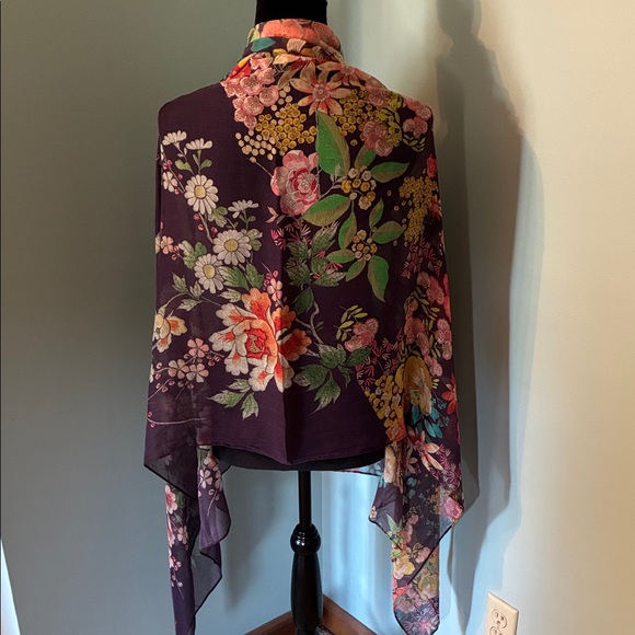 Johnny Was Dark Floral Scarf - Picture 3 of 3